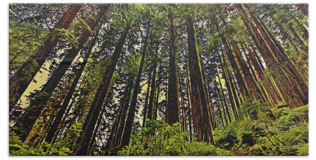 Park Beach Towel featuring the digital art Giant Redwood Forest - Sequoia by Russ Harris