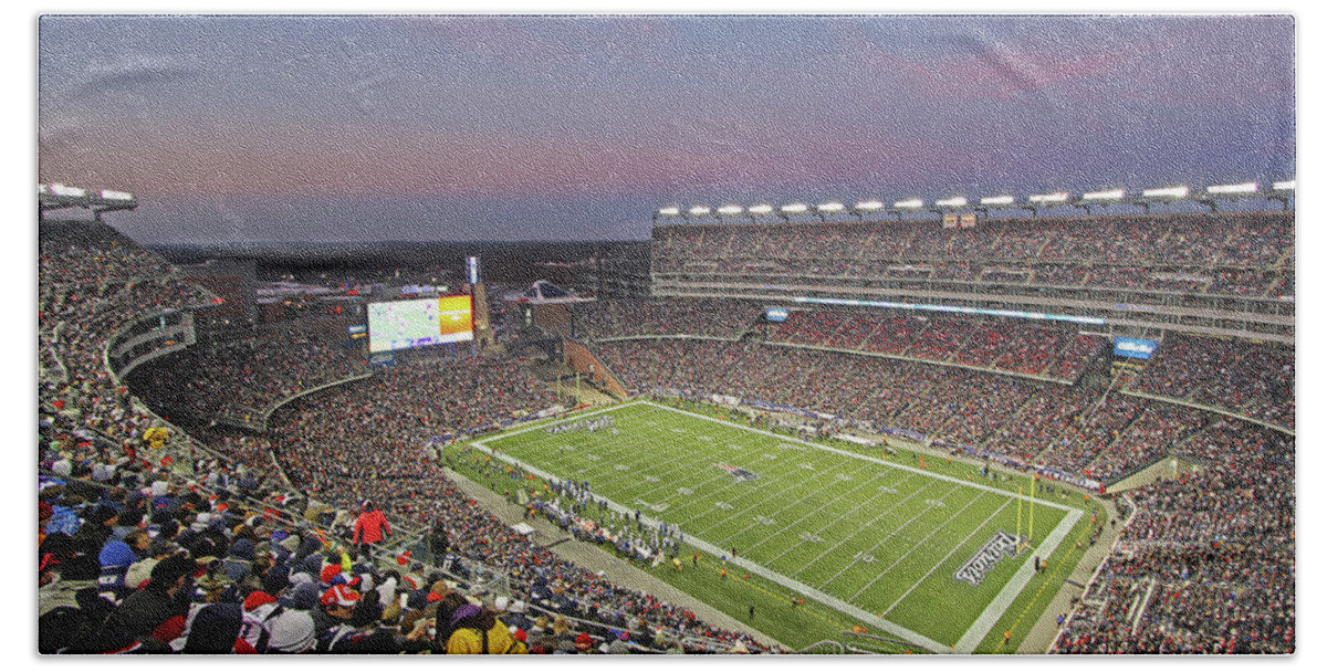 Patriots Beach Towel featuring the photograph Gillette Stadium and New England Patriots by Juergen Roth