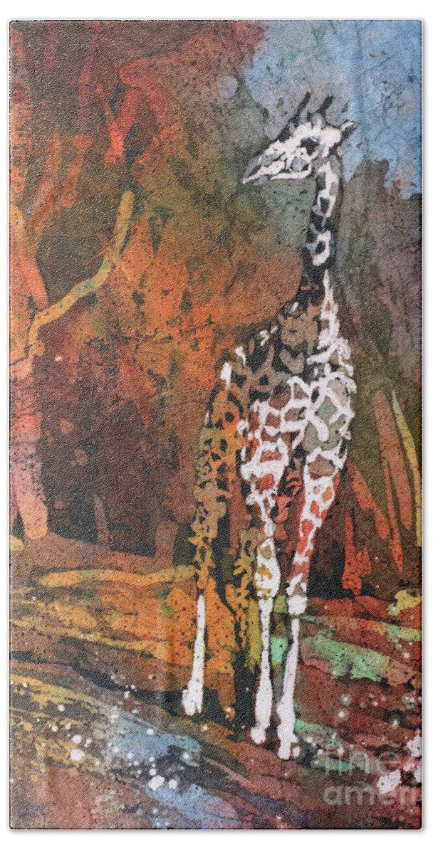 Art Society North Carolina Beach Towel featuring the painting Giraffe Batik II by Ryan Fox