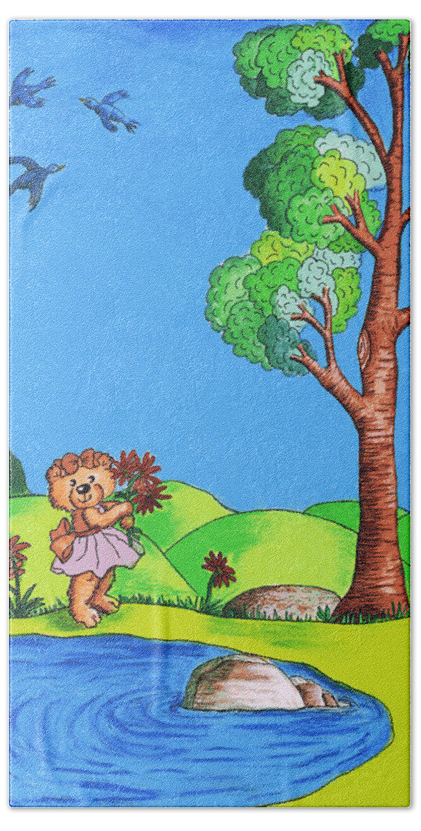 Bear Beach Towel featuring the painting Girly Bear by Christina Wedberg