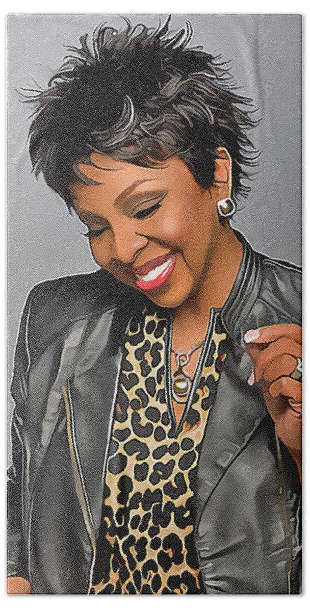 Gladys Knight Beach Towel featuring the mixed media Gladys Knight by Marvin Blaine