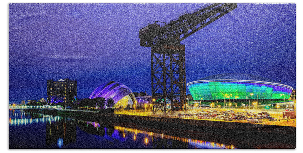 Glasgow At Night Beach Sheet featuring the photograph Glasgow at Night by Ian Good