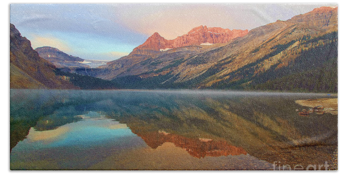 Bow Lake Beach Towel featuring the photograph Glorious Sunset at Bow Lake by Teresa Zieba