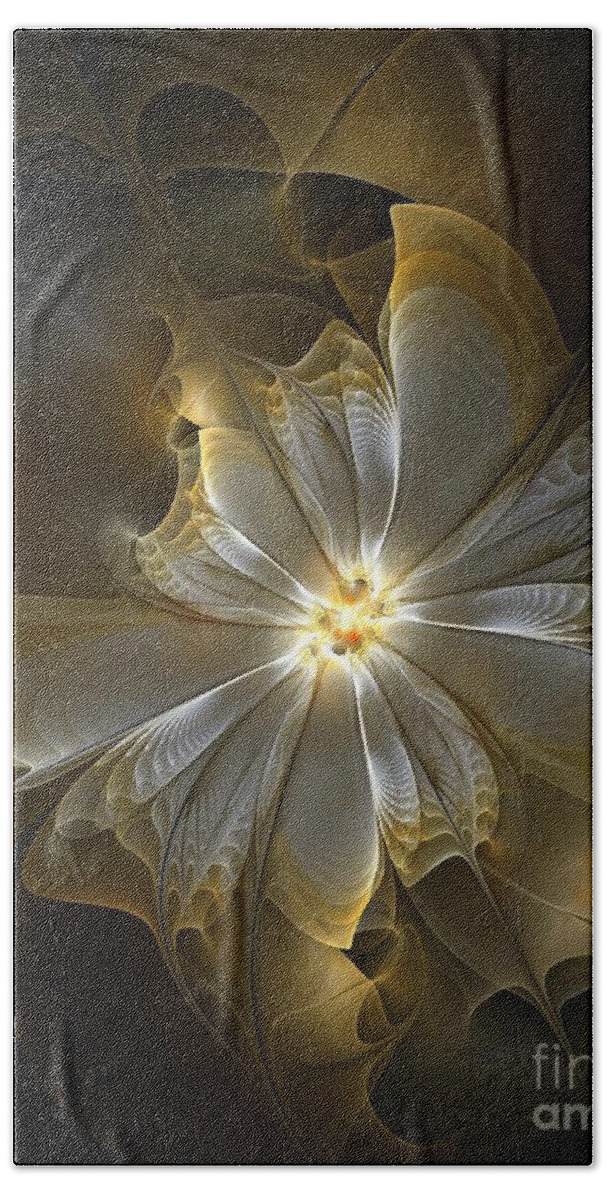 Digital Art Beach Towel featuring the digital art Glowing in Silver and Gold by Amanda Moore