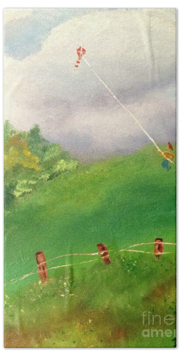 Kite Beach Sheet featuring the painting Go Fly A Kite by Denise Tomasura