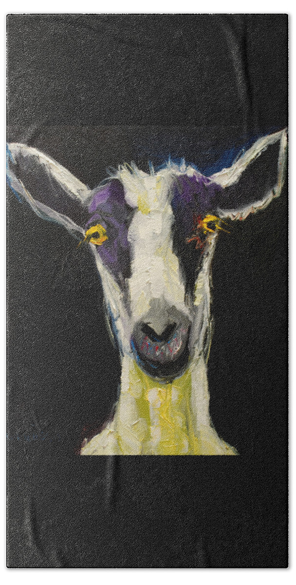 Goat Beach Towel featuring the painting Goat Gloat by Diane Whitehead