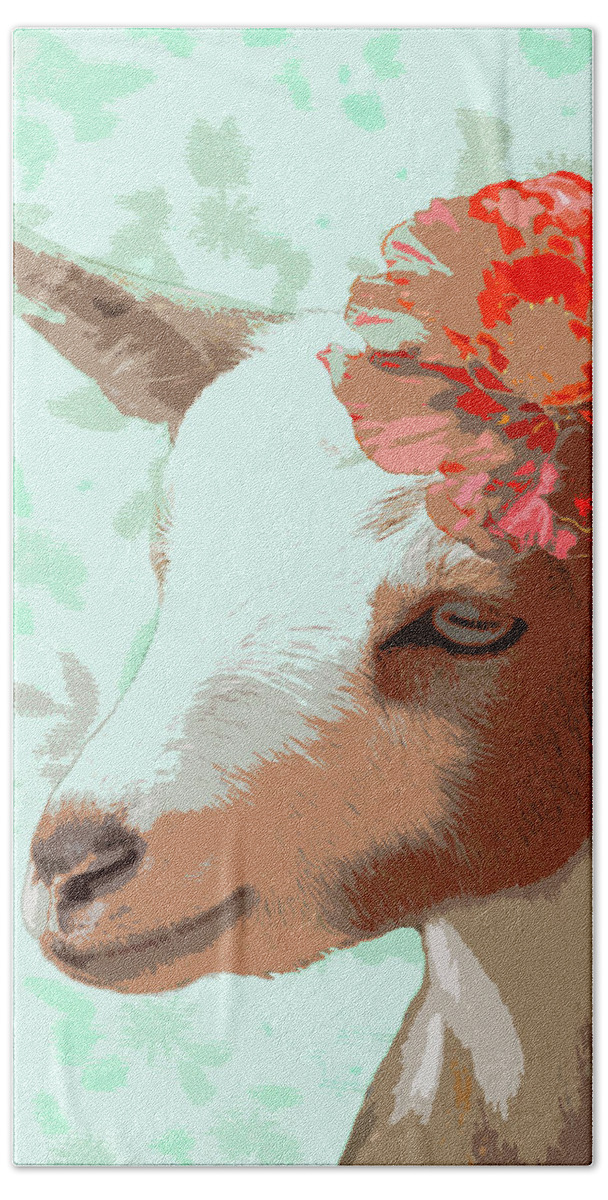 Goats Beach Sheet featuring the photograph Goat with Flower by Susan Newcomb