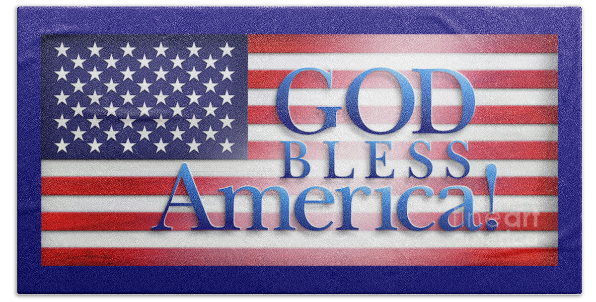 God Bless America Beach Towel featuring the mixed media God Bless America by Shevon Johnson