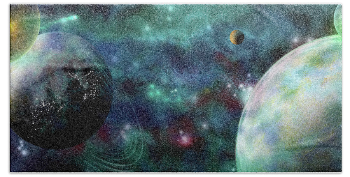 Planets Beach Sheet featuring the digital art Going Further by Adam Vance