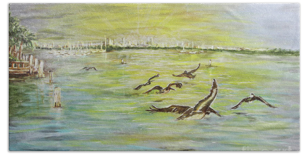 Miami Beach Sheet featuring the painting Going Home by Janis Lee Colon