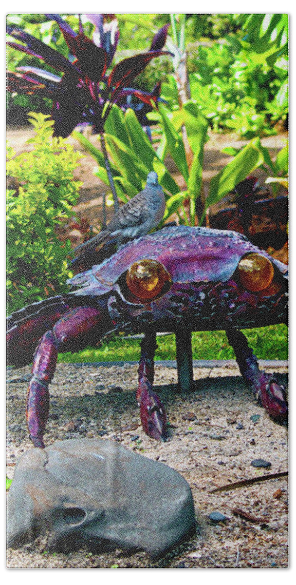 Crab Sculpture Beach Sheet featuring the photograph Going Piggyback on a Crab by Patricia Griffin Brett
