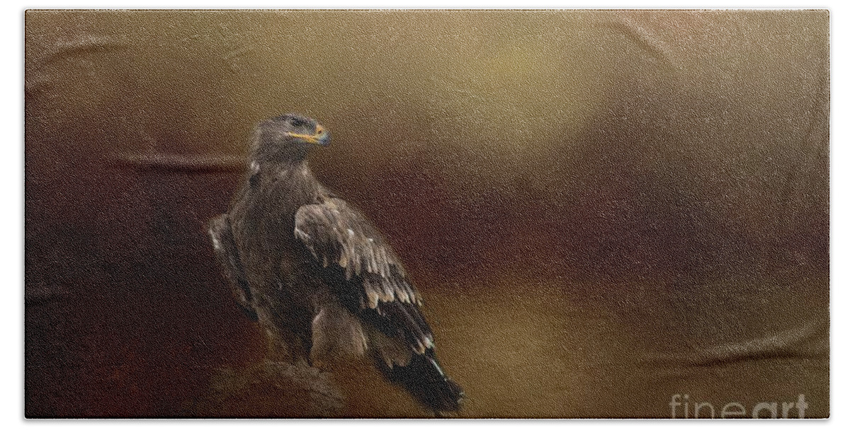 Golden Eagle Beach Towel featuring the photograph Golden Eagle by Eva Lechner