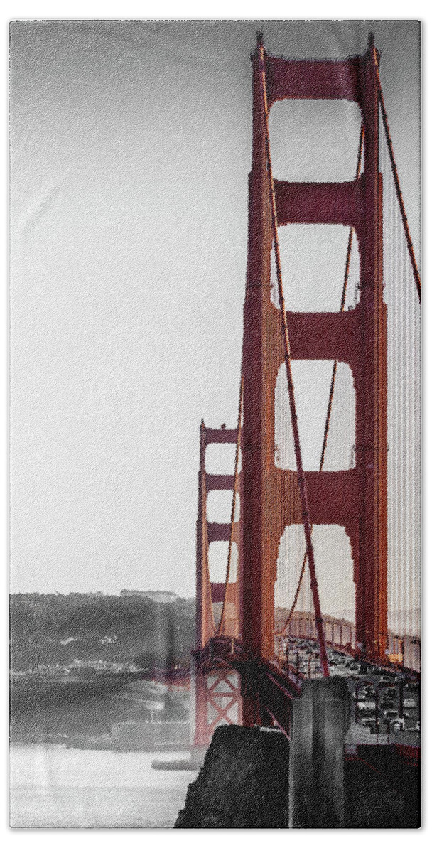 Automobiles Beach Towel featuring the photograph Golden Gate Black and Red by Daniel Murphy