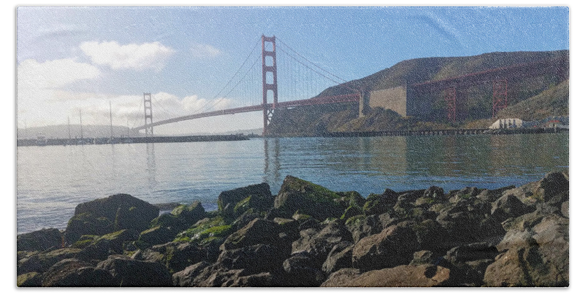 Golden Gate Bridge Beach Towel featuring the photograph Golden Gate Bridge New Year's Eve Daytime by Artist Linda Marie