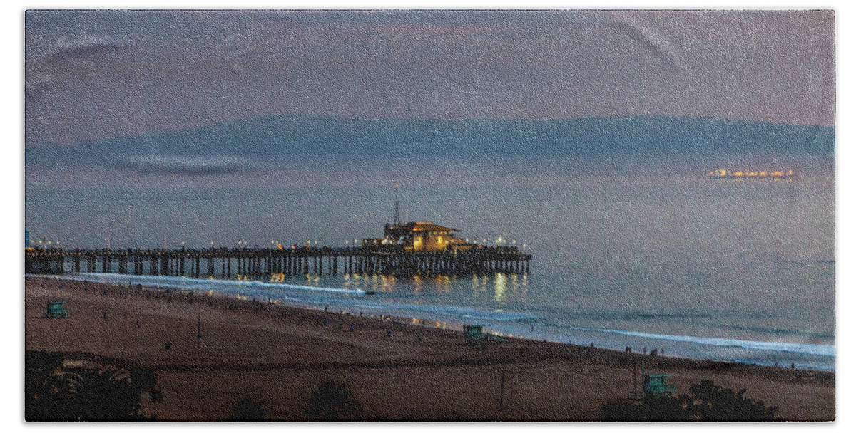Sunset Beach Sheet featuring the photograph Golden Pier by Gene Parks