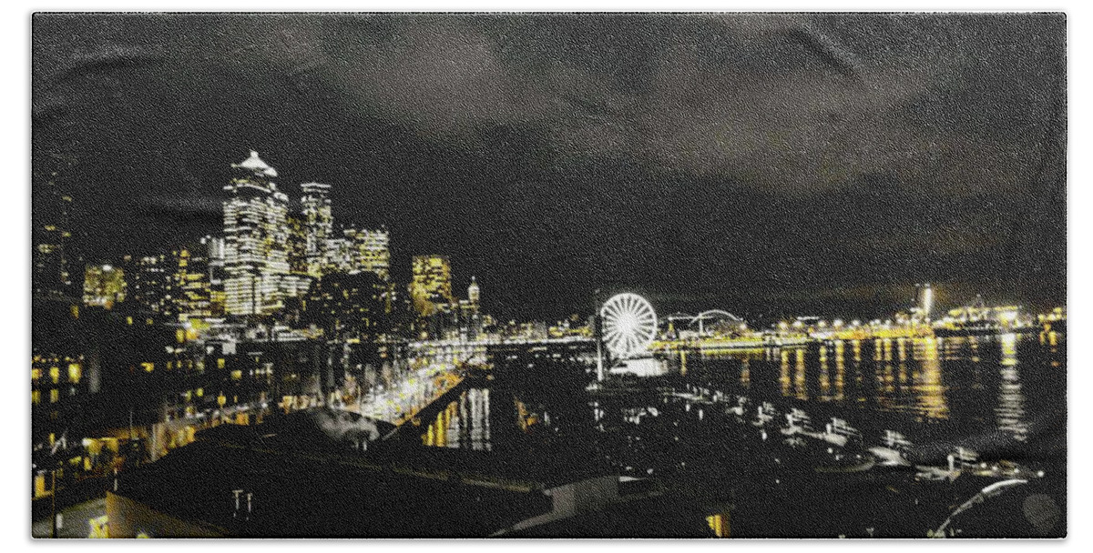 Seattle Beach Sheet featuring the photograph Golden Seattle by Aparna Tandon