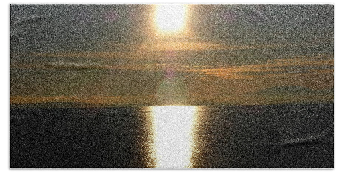 Golden Sunset Beach Towel featuring the photograph Golden Sunset by Kim Prowse
