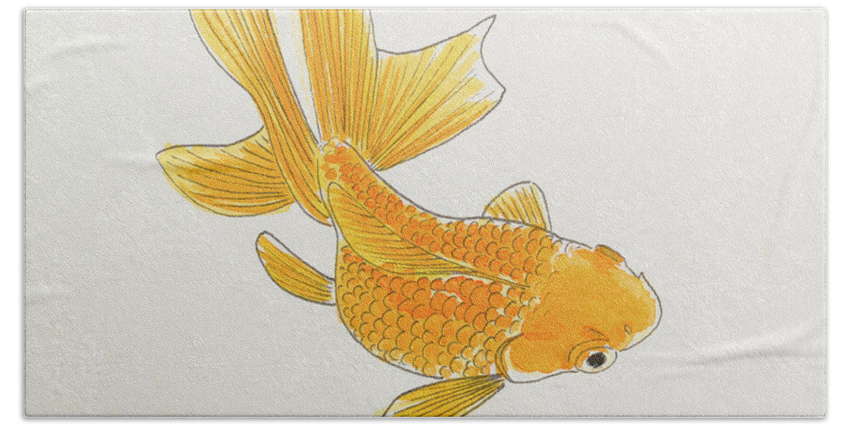 Fish Beach Towel featuring the painting Goldfish 1 by Stefanie Forck
