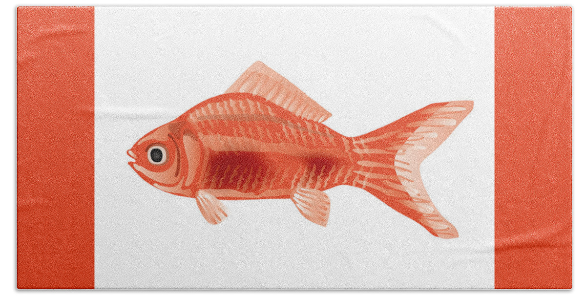  Beach Towel featuring the digital art Goldfish by Moto-hal