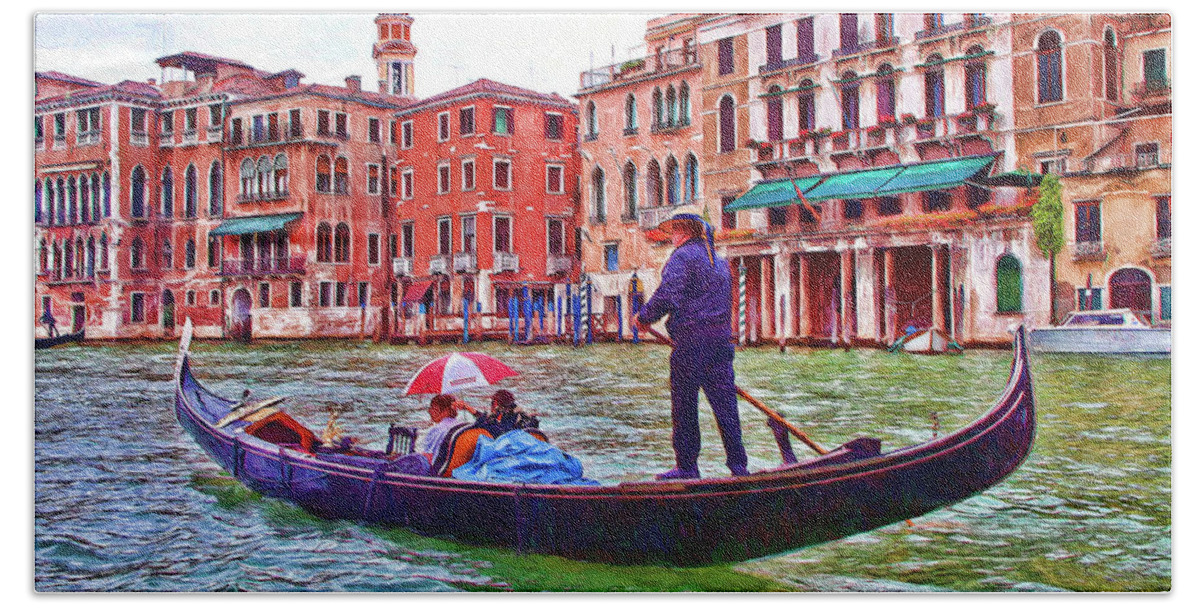 Venice Beach Towel featuring the photograph Gondola ride in Venice by Sharon Ann Sanowar