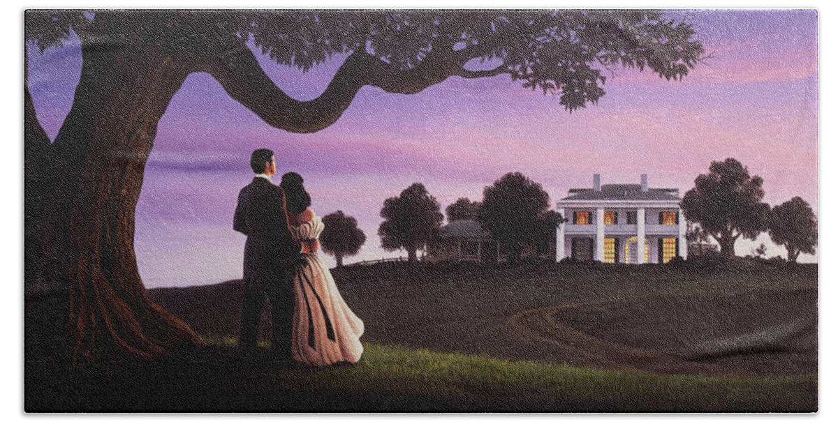 Gone With The Wind Beach Towel featuring the painting Gone With The Wind by Jerry LoFaro