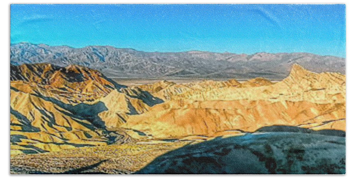 Zabriskie Point Beach Towel featuring the photograph Good Morning from Zabriskie Point by Don Mercer