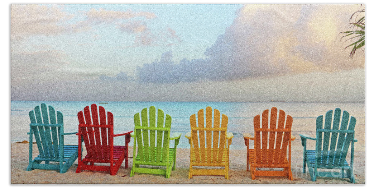 Beach Chairs Beach Sheet featuring the photograph Good Morning Paradise 0746 signed by Jack Schultz