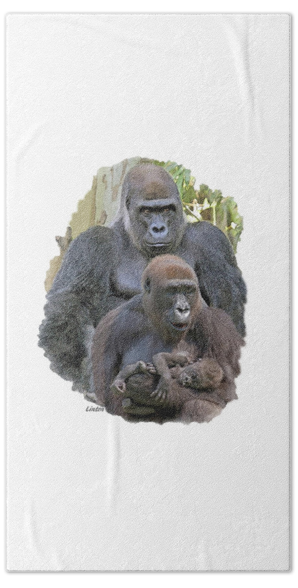 Gorilla Beach Towel featuring the photograph Gorilla Family Portrait by Larry Linton