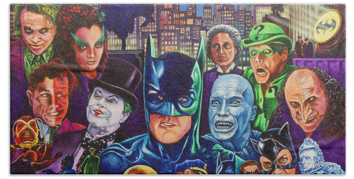 Movie Classics Beach Towel featuring the painting Gotham City by Michael Frank