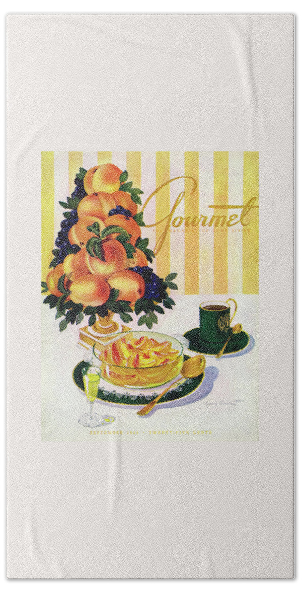 Gourmet Cover Featuring A Centerpiece Of Peaches Beach Sheet