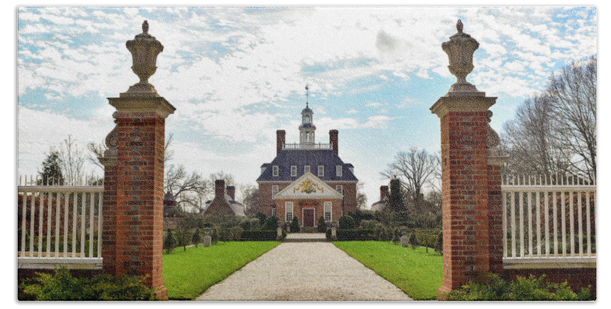 Virginia Beach Towel featuring the photograph Governor's Palace in Williamsburg, Virginia by Nicole Lloyd