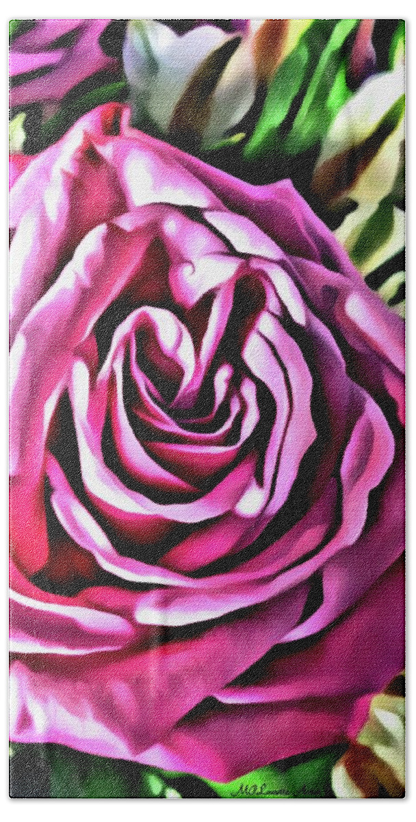 Pink Rose Beach Towel featuring the painting Gracious Rose by Marian Lonzetta