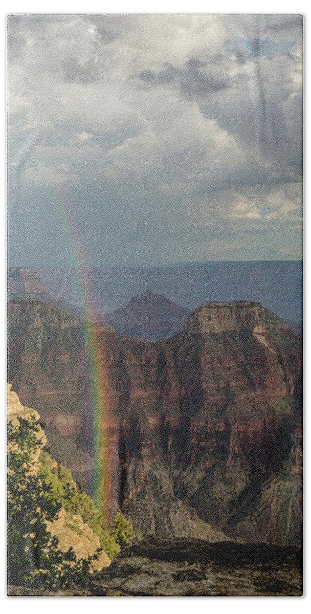 Rainbow Beach Towel featuring the photograph Grand Canyon rainbow by Gaelyn Olmsted