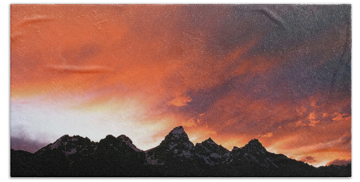 Tetons Beach Towel featuring the photograph Grand Teton Sunset by Ted Keller