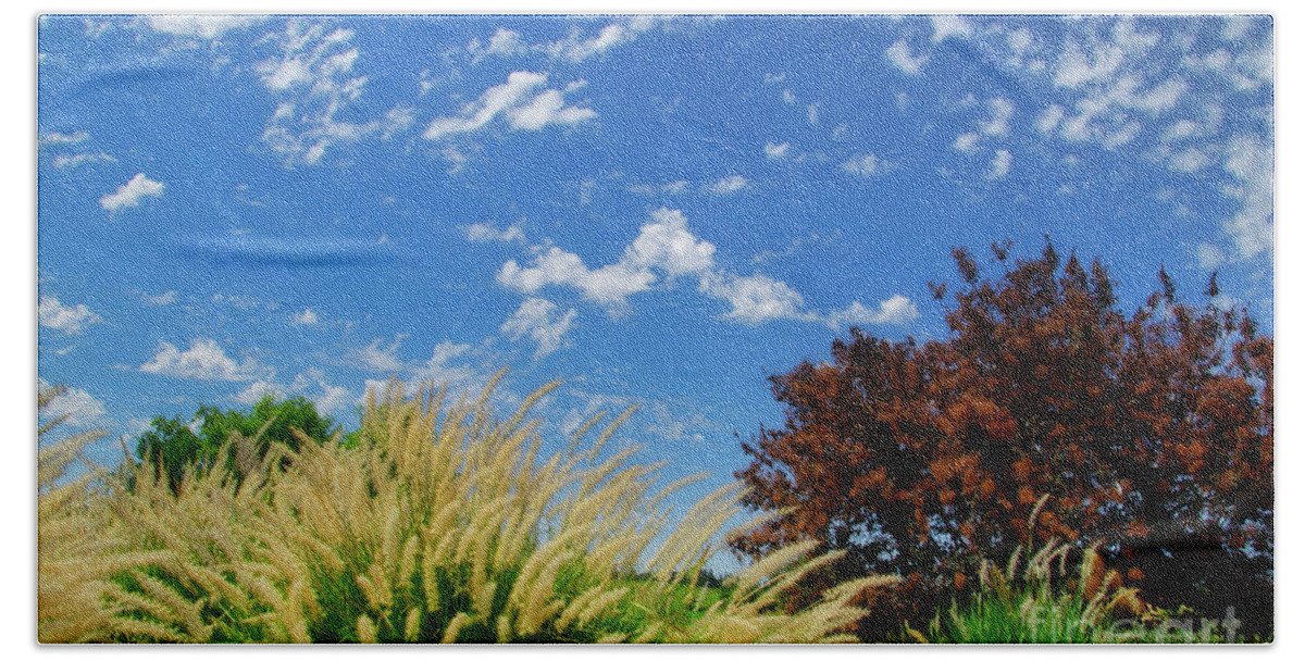 Cloud Beach Towel featuring the photograph Grass in the clouds by Jim And Emily Bush