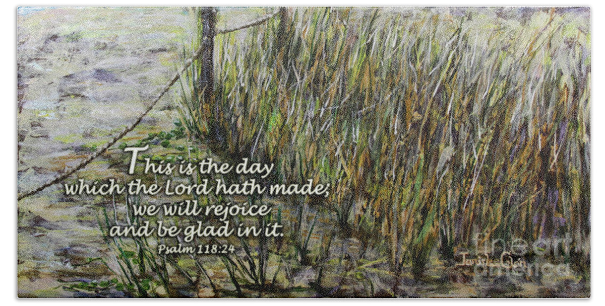 Beach Beach Sheet featuring the digital art Grassy Beach Post Morning Psalm 118 by Janis Lee Colon