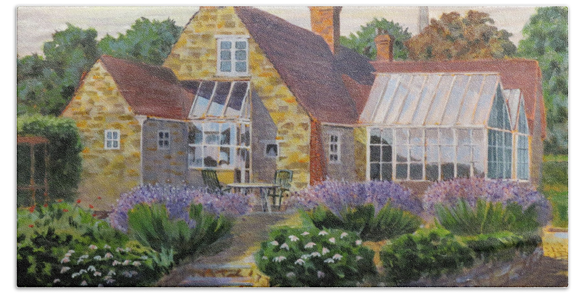 House Beach Sheet featuring the painting Great Houghton Cottage by David Gilmore
