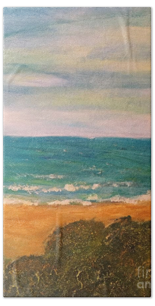 Pilbri Mood Art Beach Towel featuring the painting Greece Impression by Pilbri Britta Neumaerker