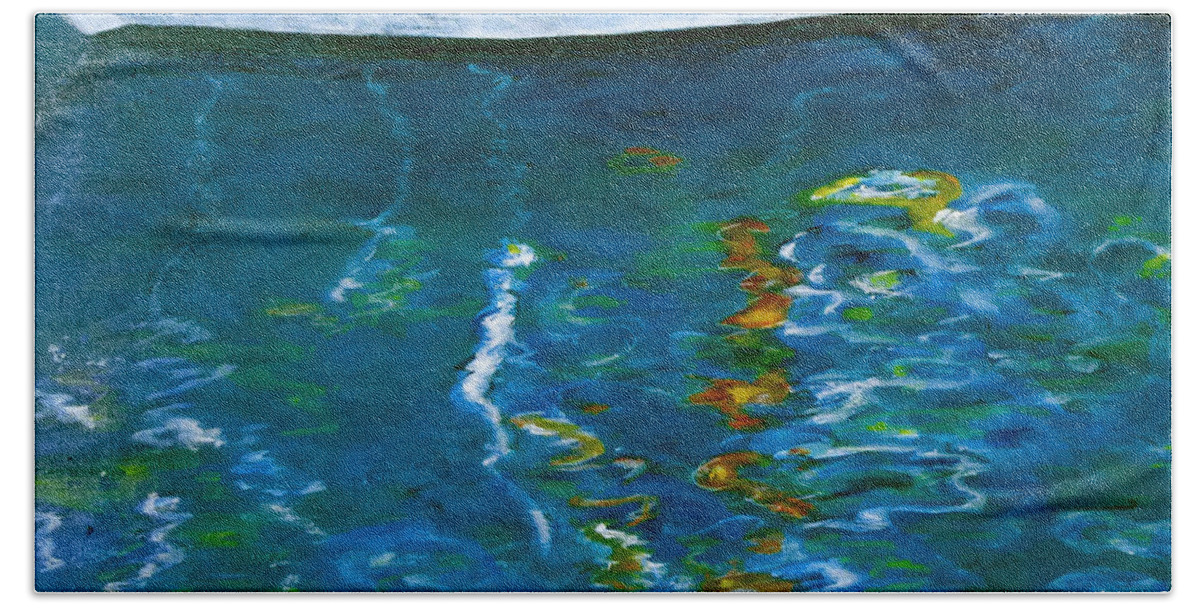 Greece Beach Towel featuring the painting Greek Reflections by Jackie Sherwood