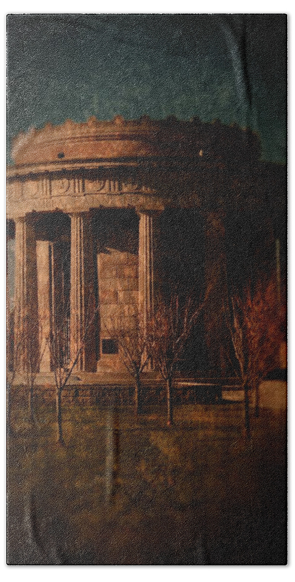 Textured Beach Towel featuring the photograph Greek Temple Monument War Memorial by Angie Tirado