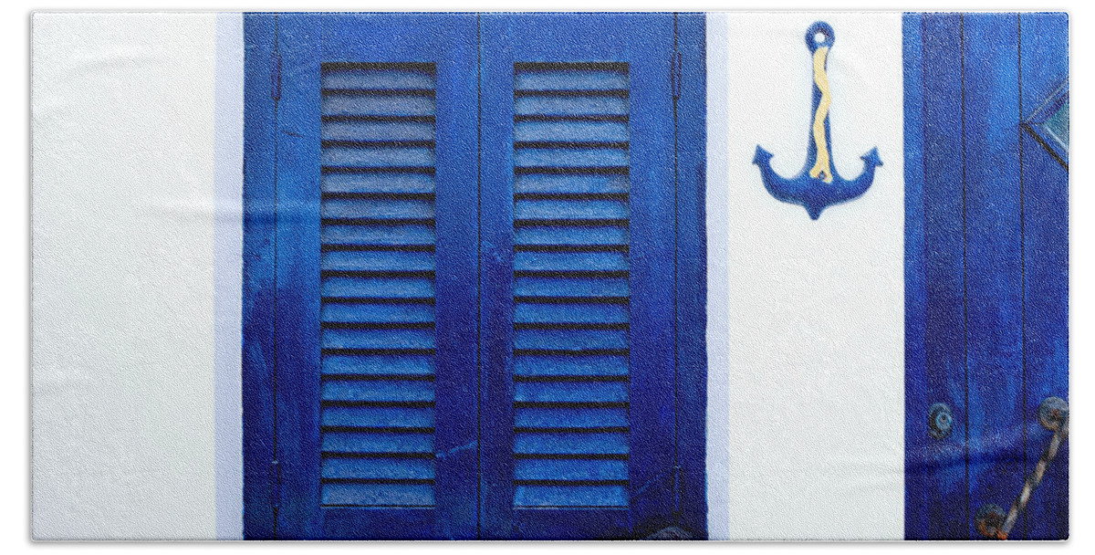 Home Beach Towel featuring the photograph Greek traditional house exterior by Michalakis Ppalis