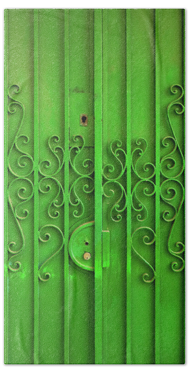 Green Beach Sheet featuring the photograph Green Door by Carlos Caetano