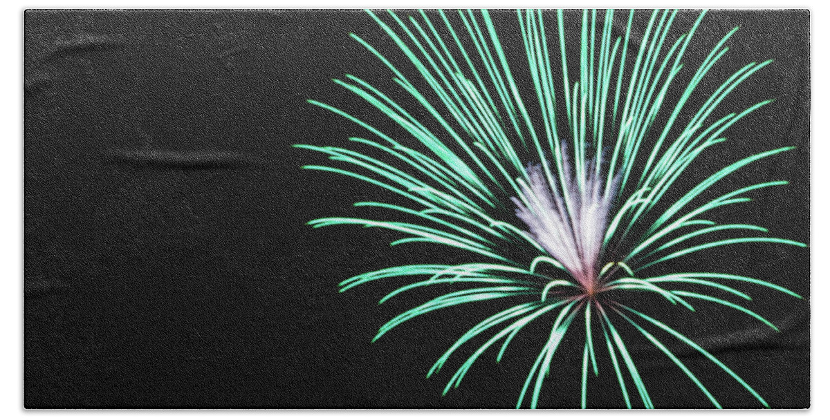 Fireworks Beach Towel featuring the photograph Green Explosion by Suzanne Luft