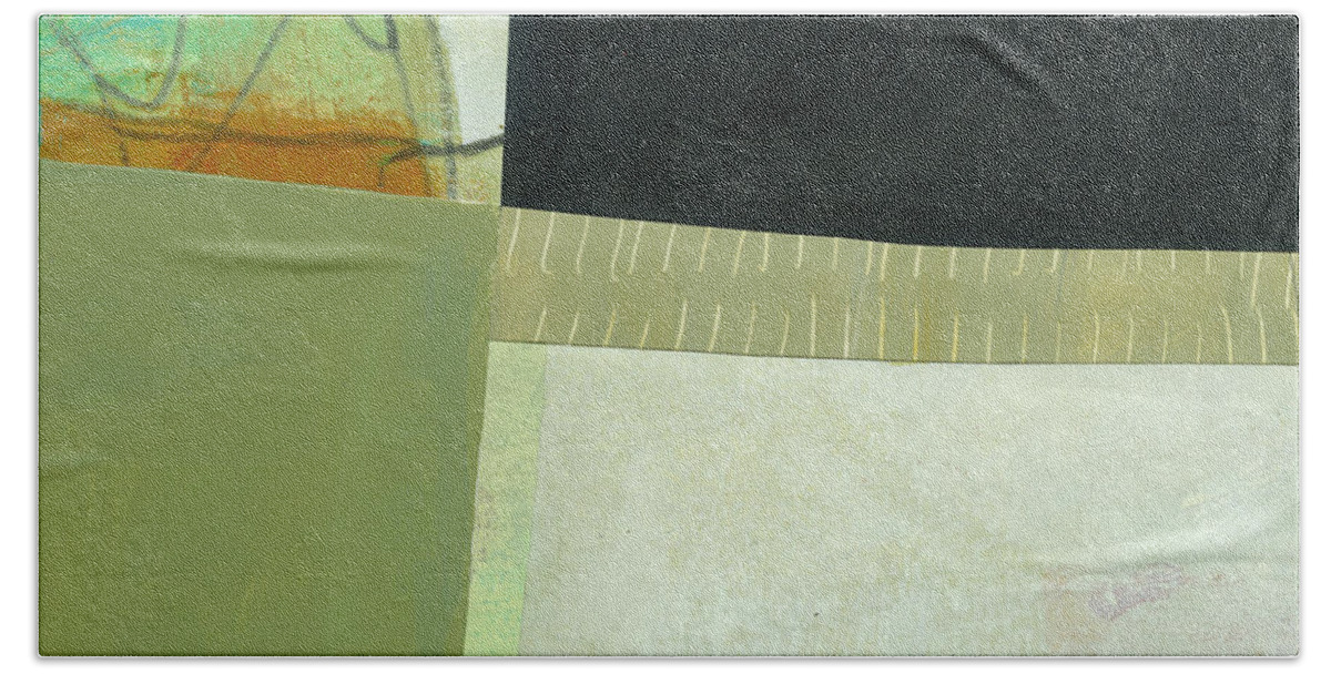 Abstract Art Beach Towel featuring the painting Green Gray by Jane Davies