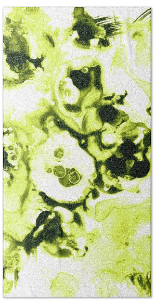 Green Beach Towel featuring the painting Green Lime Fantasy by Anastasiya Malakhova