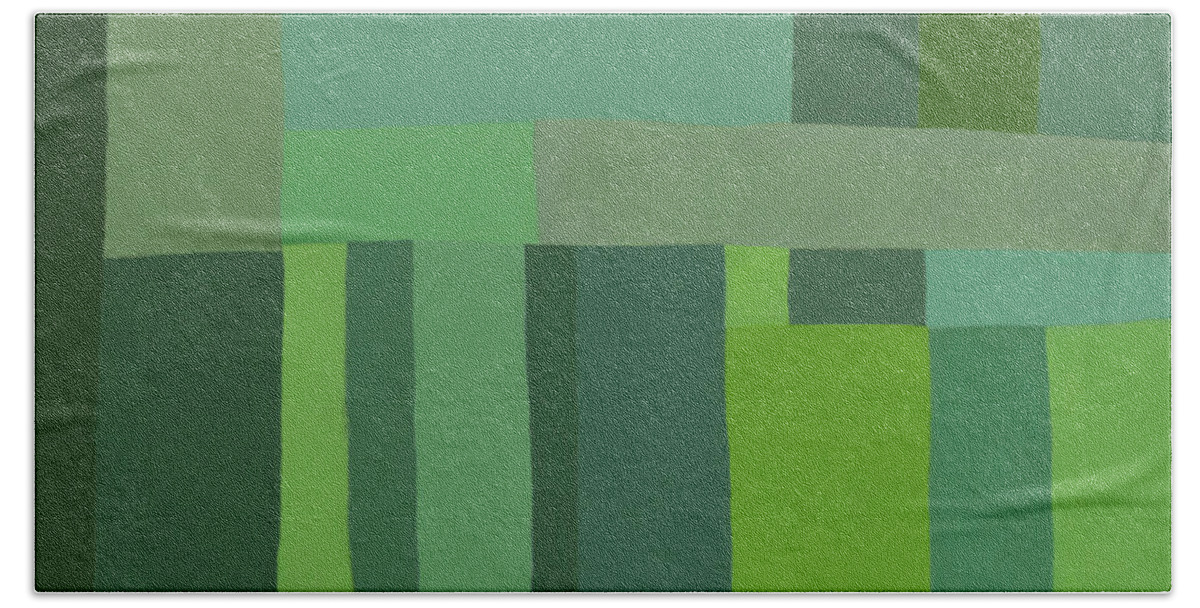 Green Stripes Beach Sheet featuring the digital art Green Stripes 2 by Elena Nosyreva