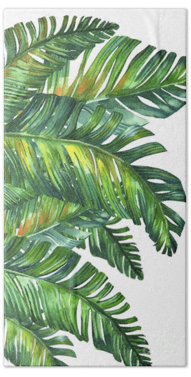 Tropical Leaves Beach Towel featuring the painting Green Tropic by Mark Ashkenazi