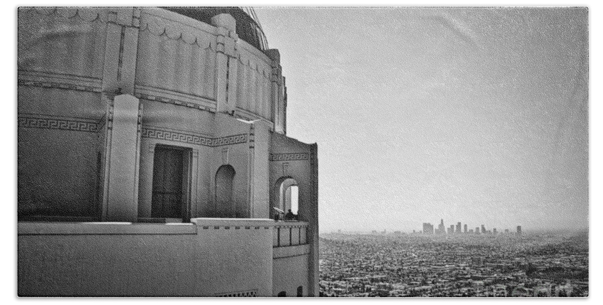 Griffith Park Beach Towel featuring the photograph Griffith Observatory and Downtown Los Angeles by Kirt Tisdale