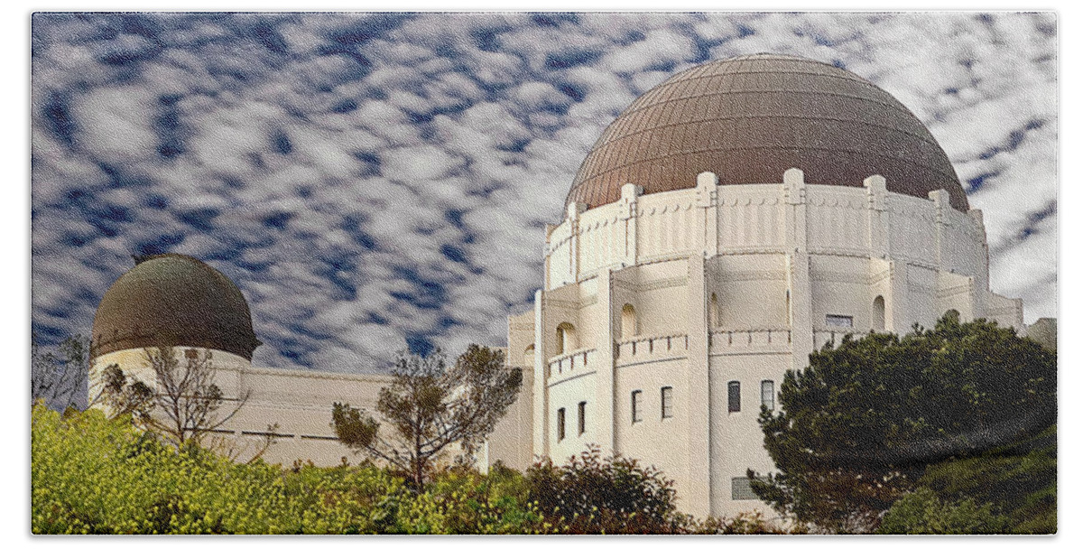 Endre Beach Towel featuring the photograph Griffith Park Observatory by Endre Balogh