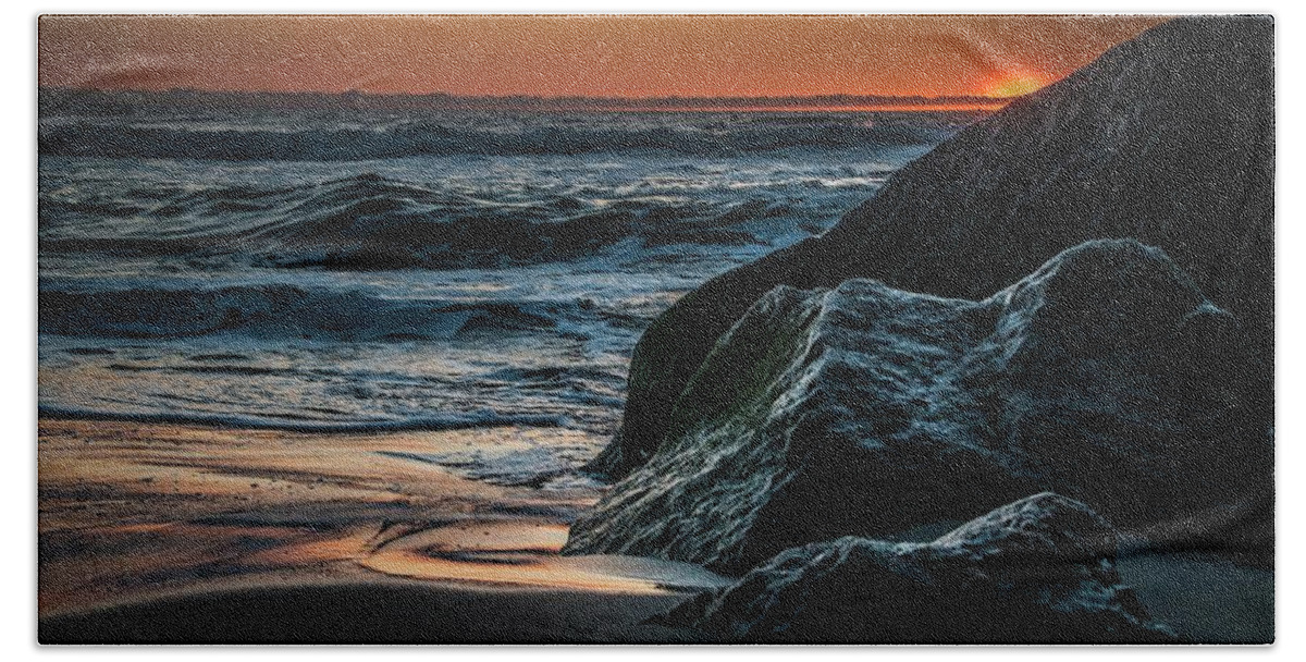 Sunrise Beach Towel featuring the photograph Grommet Island 2 by Larkin's Balcony Photography
